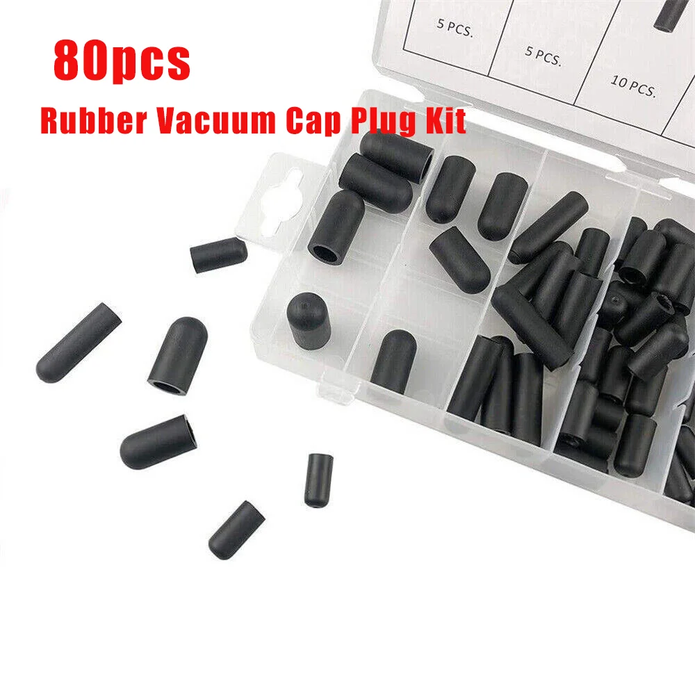 

80 шт. резиновая крышка вакуумной линии, торцевая крышка вакуумного шланга для большинства автомобильных карбюраторов, резиновая крышка багажника, комплект аксессуаров