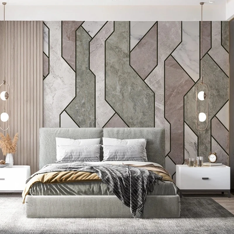 

Custom Size Modern Nordic Mural 3D Marble Geometric Lines Splicing Wallpaper for Living Room TV Backdrop Wall Paper Home Decor