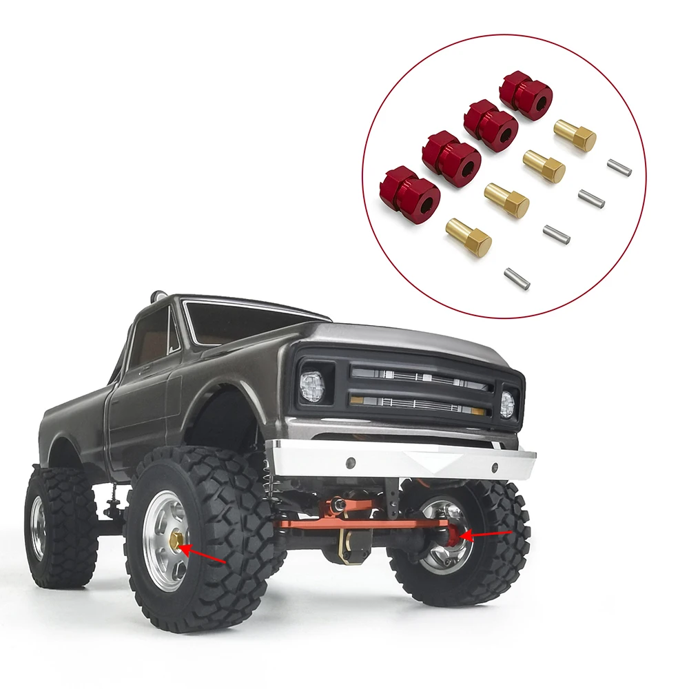 AXSPEED 4 sztuk koła piasta sześciokątna rozszerzenie Hex jazdy Adapter + 4mm dla Axial SCX24 wszystkie serie 1/24 gąsienica RC części do ulepszenia