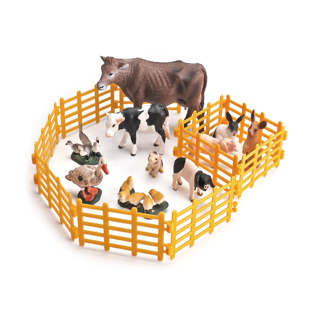 

10PCS Simulation Play Vegetable Fence Cow Farm Ranch Model Fence Pasture Panel Gates Animals Home Decoration Miniature Model Toy
