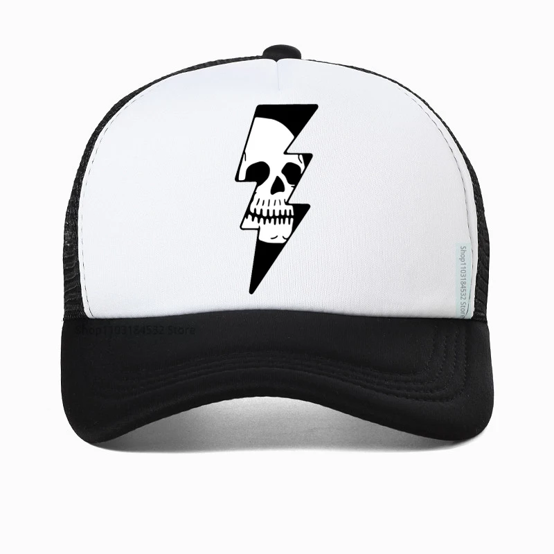 

Thunder Skull Badge Baseball Cap Lightning Skull Men Women Mesh breathable Trucker hat Motorcycle Racing Outdoor Sport hat Gift