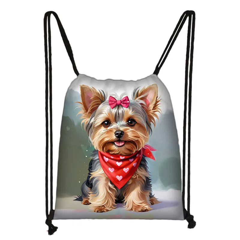 Yorkshire Terrier Backpacks Yorkie Mom Children School Backpack Puppy Dogs Painting Storage Bag Shoes Holder School Supplies