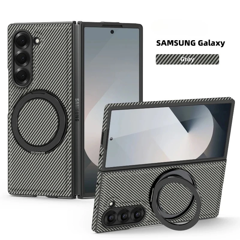

High Qulity Carbon Fiber Magnetic 360 Rotating Brackct Case For Samsung Galaxy Z Fold 7 6 5 4 3 Wireless Charge Shockproof Cover