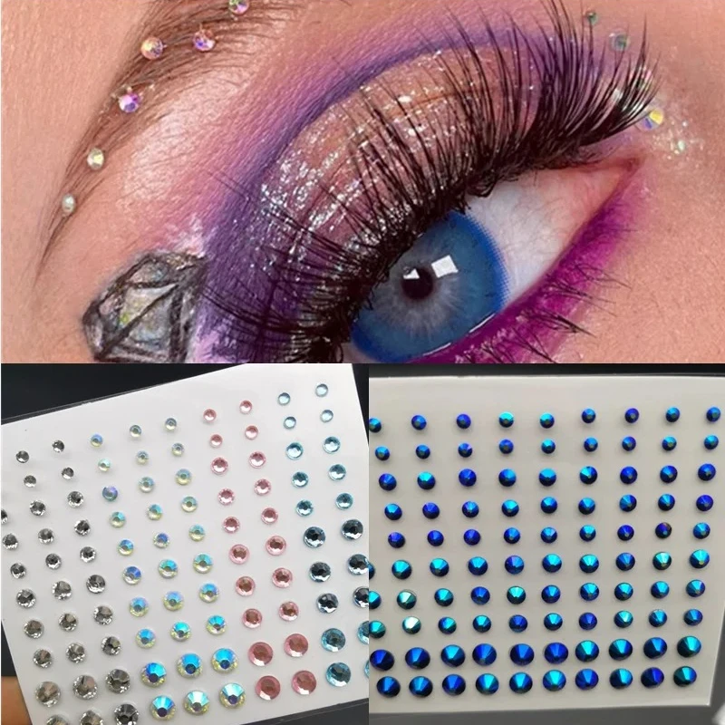 Diamond Face Stickers Self Adhesive Eyeshadow Glitter Fake Tattoo Rhinestone Jewelry Body Art Party Decoration Makeup Mixed Size