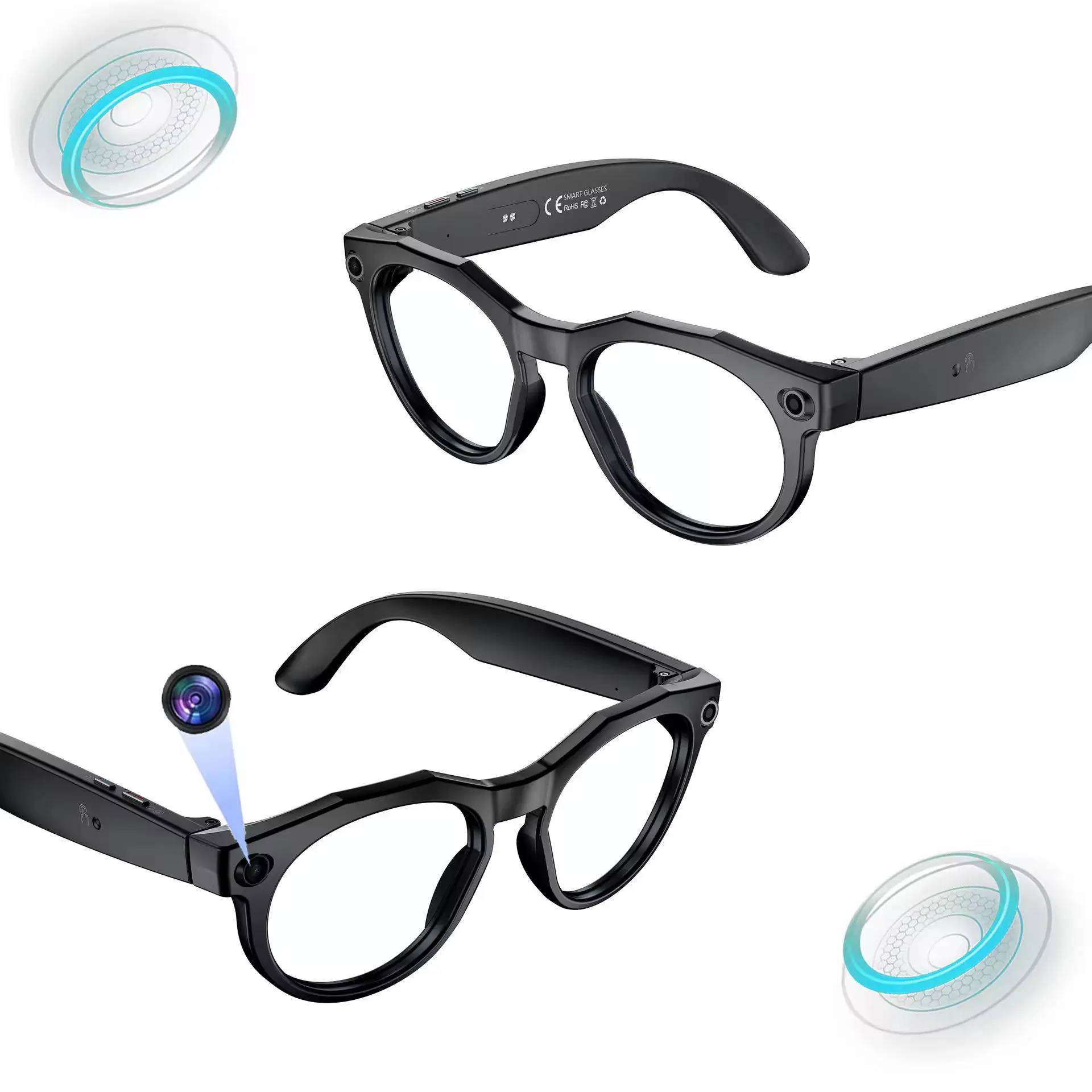 

New W611 Smart Glasses IPX-5 Waterproof Touch Control 290mAh Battery Type-C Charging Music Listening Translation Voice AI