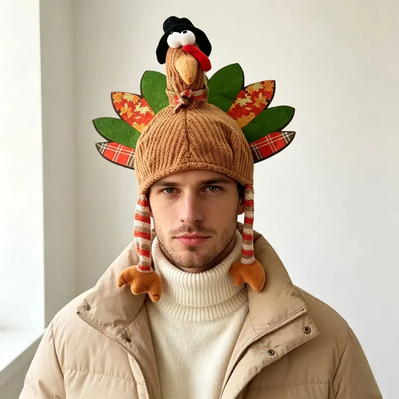 Thanksgiving Turkey Hat -  Creative Plush Turkey Hat Holiday Home Decoration Plush Novelty Hat for Festive Celebrations & Party