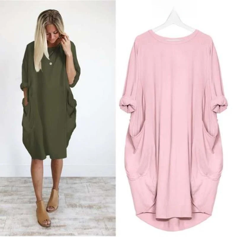 T-shirt ample décontracté pour femmes, chemisier Dr Lady rond Ne Long Sve mi-long, Silhouette O-ape, printemps été