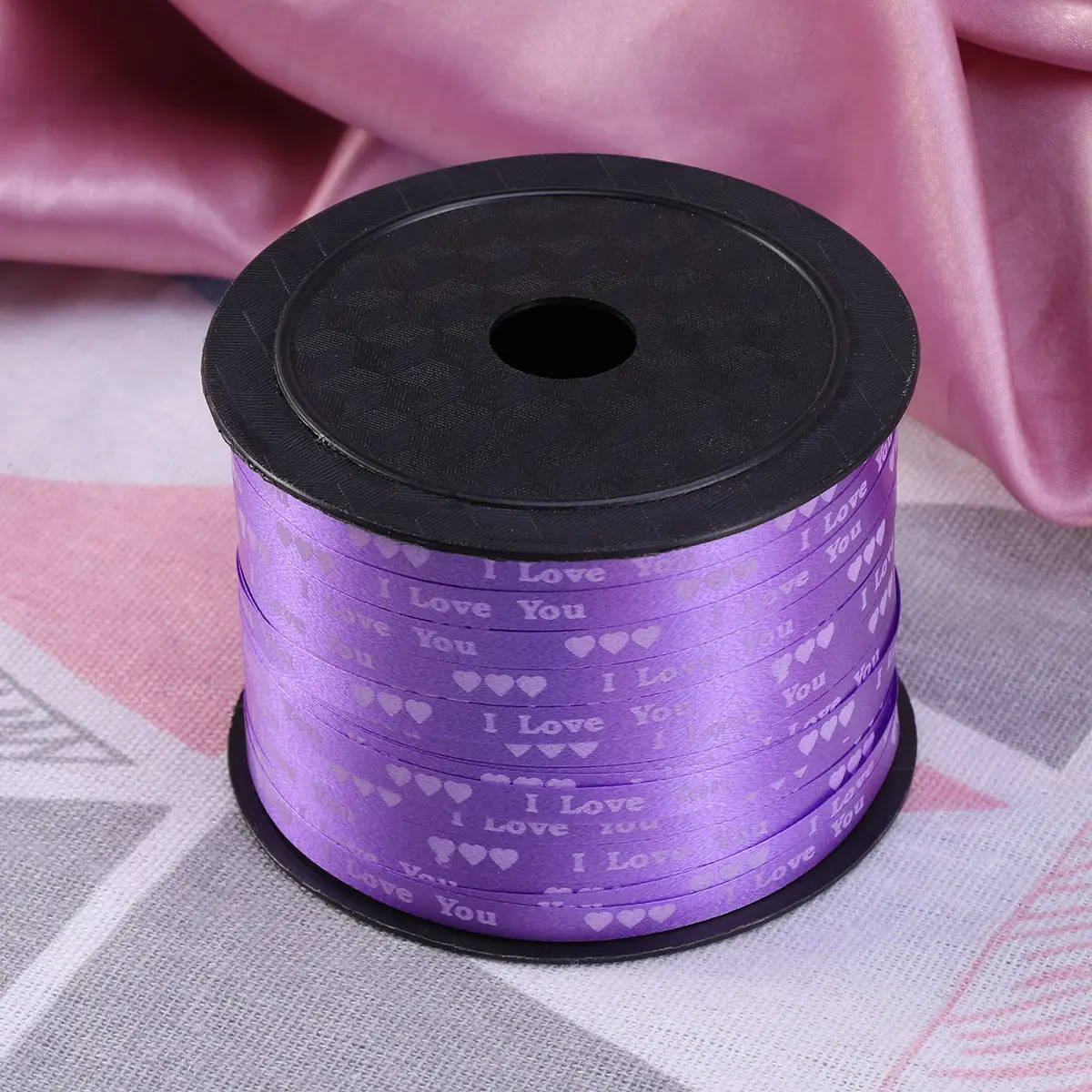 100 Yards Love Heart Ribbon Curling Ribbon Valentines Ribbons Roll for Balloon Gift Wrapping Wedding Engagement Decoration 5Mm