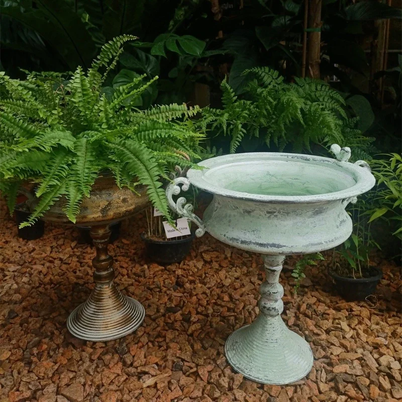 Outdoor Decore Metal Pedestal Bird Bath Bowl Vintage Feeder Tray Rustic Bird Bath Stand Garden Pedestal Antique Bird Feeder