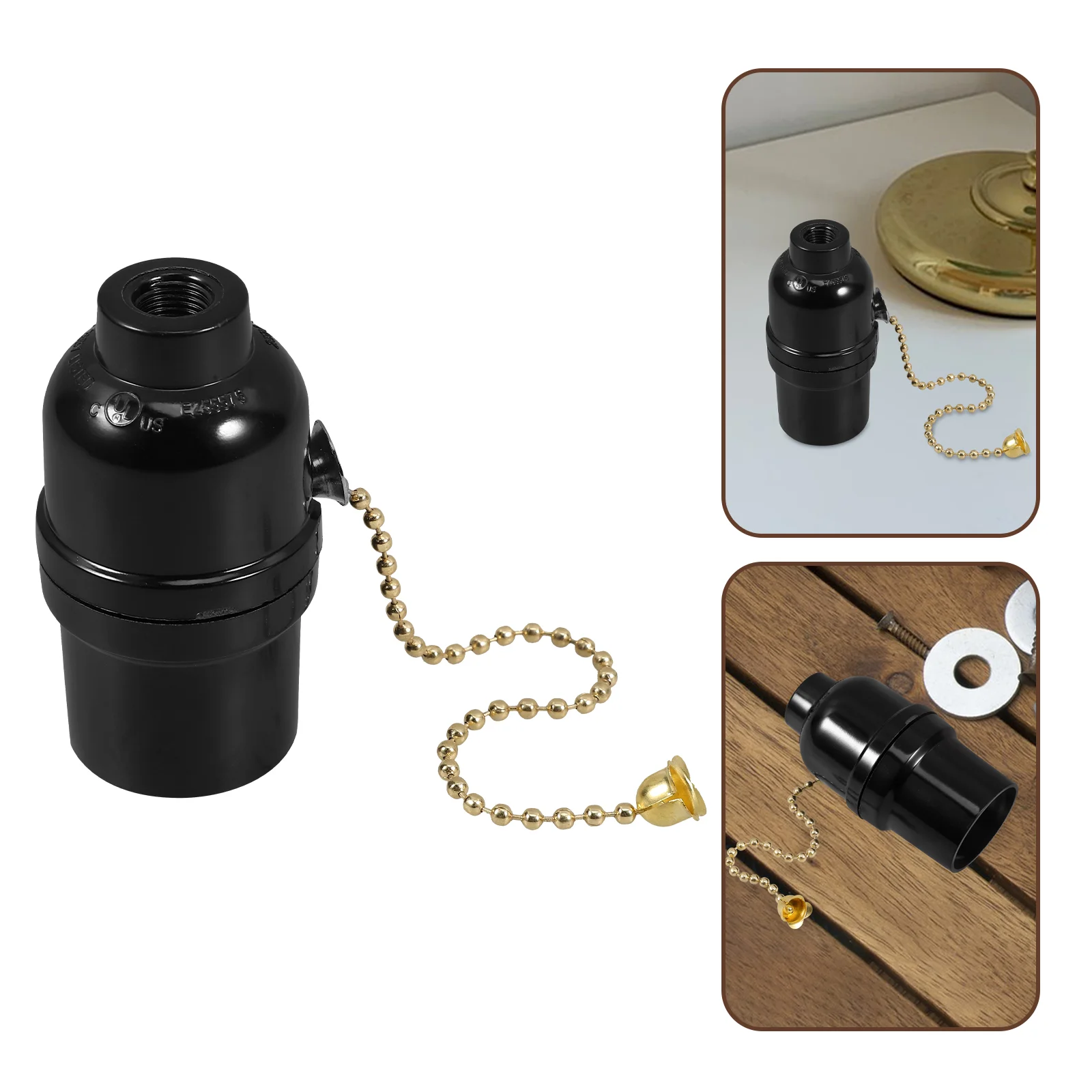 

Zipper Lamp Holder Base with Pull Chains outside Lamps for Wall Desk Lampholder Plastic Lighting Accessory Fixture Convenient