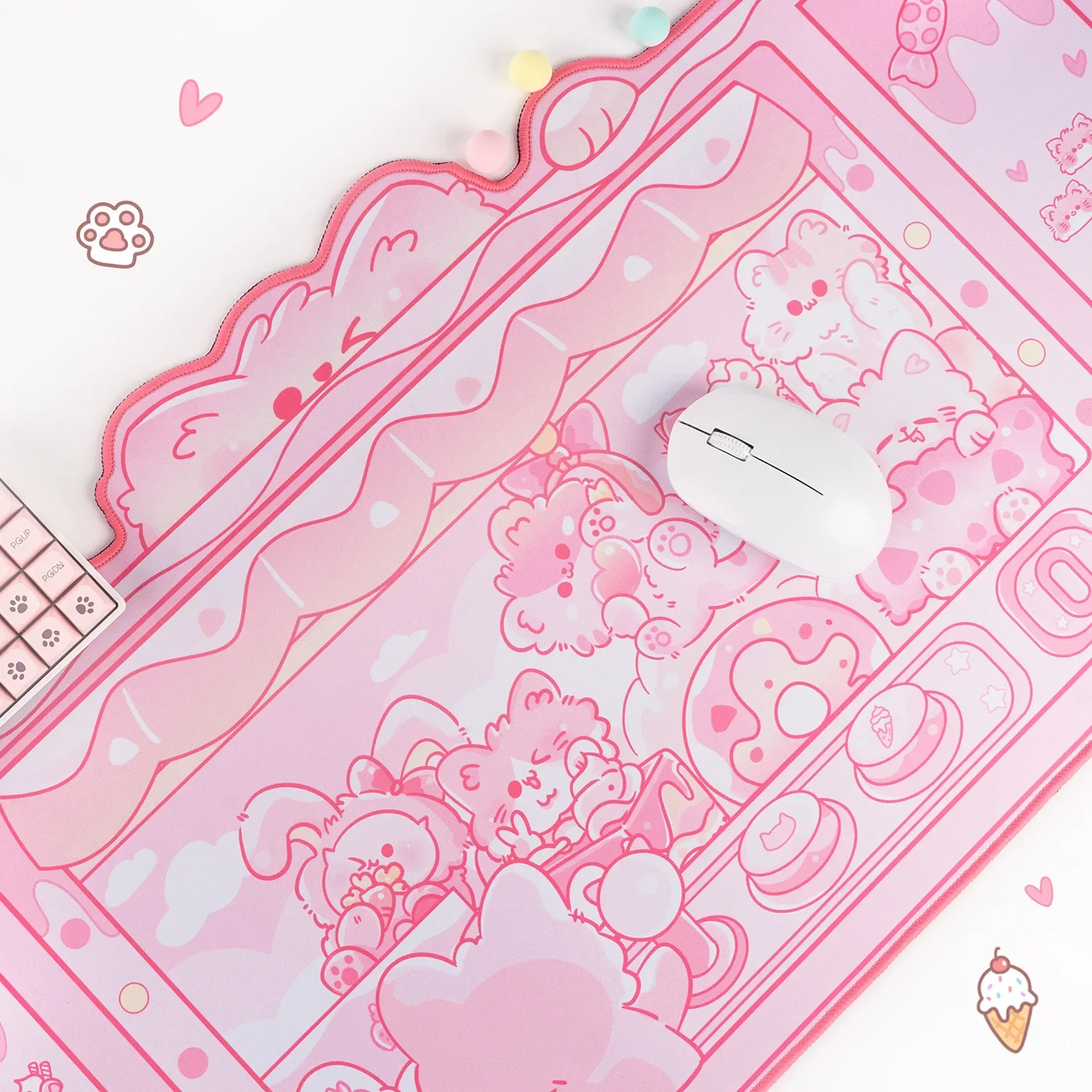 Cartoon Cute Pink Large Mouse Pad Ins Style Girl Anime Non-slip Table Mat Office Study Rubber Computer Keyboard Game Mouse Pad
