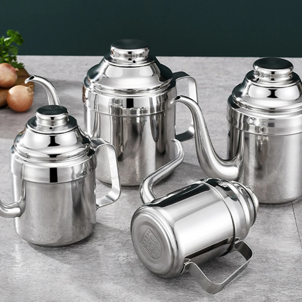 

Stainless Steel Oil Pot Sturdy Vinegar Cruet Reusable Kitchen Storage Container Home Oil Household Seasoning Dispenser Cooking