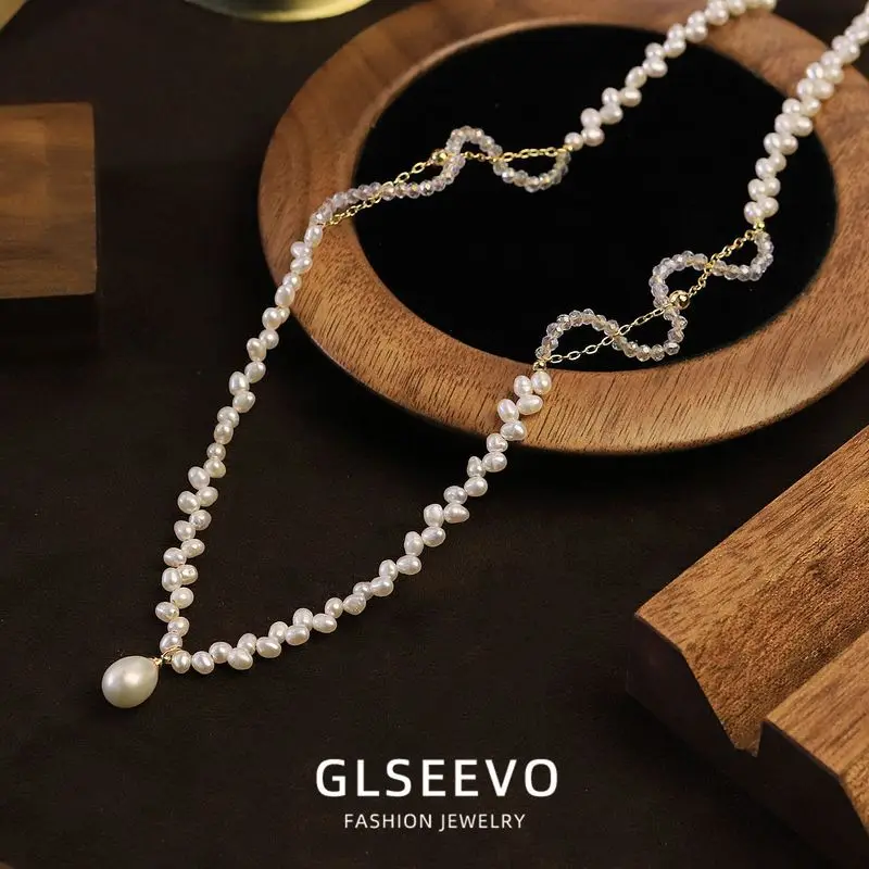 Design, Natural Pearl Glass Bead Necklace, A Delicate And Versatile Piece Women, Wearing Around