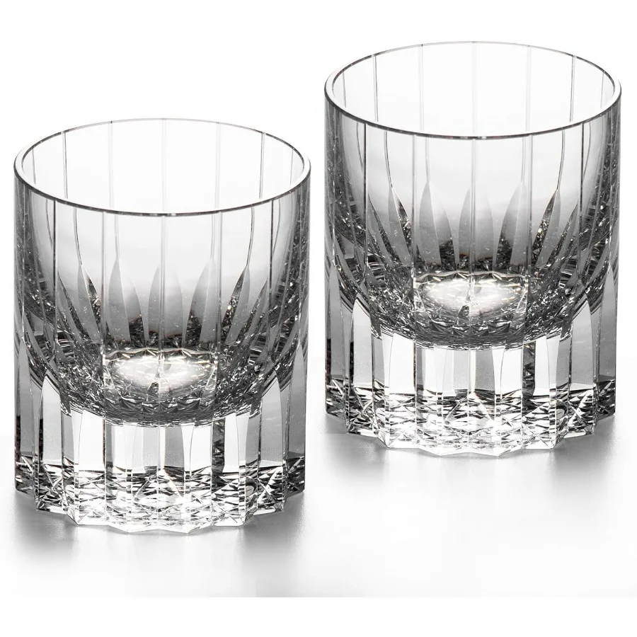 

Crystal Whiskey Glasses Set of 2 7.27oz Old Fashioned Glasses Stemless Hand Blown White Cocktail Glasses for Elegant Home Bar S