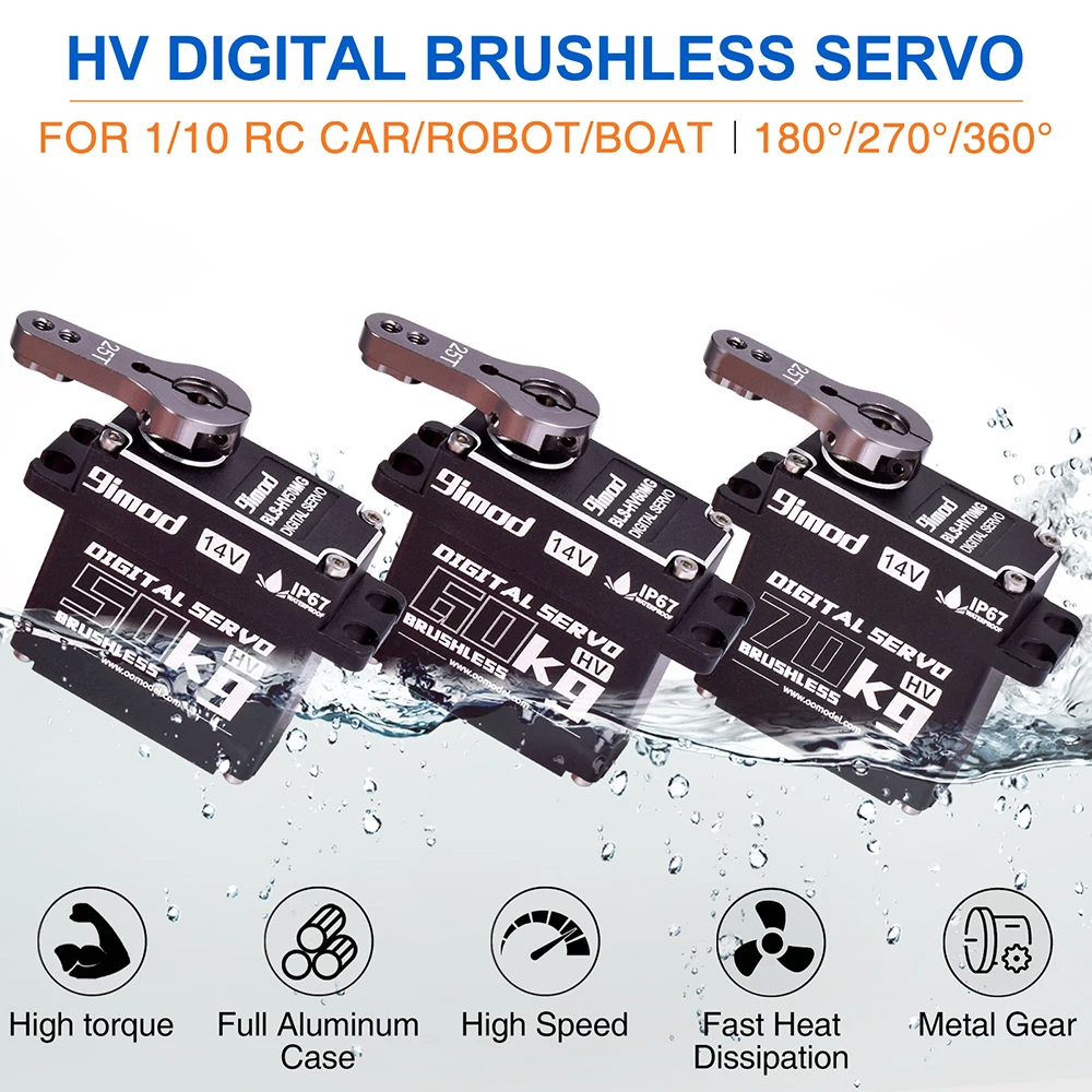 9imod Brushless Servo 70KG 60KG 50KG Waterproof RC Servo Motors Metal Gear 14V For 1/8 1/10 RC Crawler Car Robot Traxxas Scx10