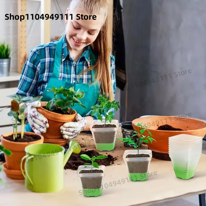 12 Pieces Clear Nursery Pots With Silicone Base Transparent Plant Pots With Drainage Nursery Starting