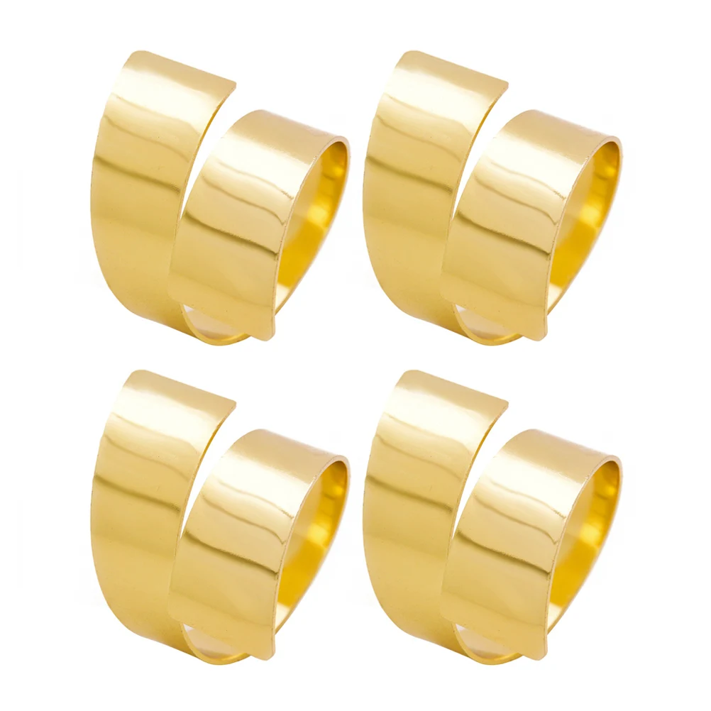 

4Pcs Napkin Rings Creative Alloy Circle Design Bright Gold Perfect for Wedding Christmas Party Elegant Dinner Table Napkin