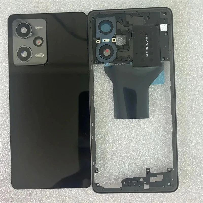 New For Redmi Note 12 Pro 5G Glass Battery  Cover  Phone Housing Middle Frame Back With Camera Lens Repair Parts