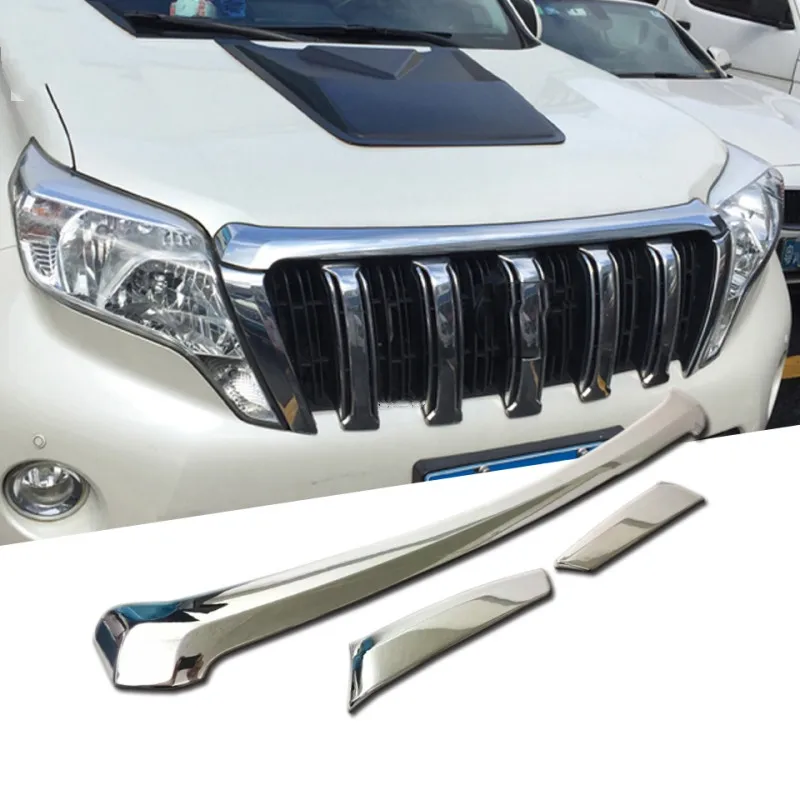 Fit For Toyota Prado FJ150 2014-2017 ABS Chrome Car Accessories Front Bumper Grille Hood Engine Grills Cover Trim Sticker