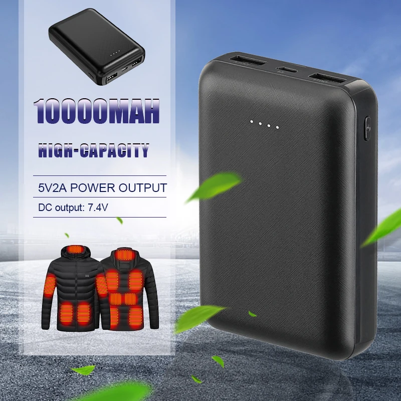 10000 mAh Power Bank draagbare oplader Externe batterij voor verwarming Vest Jas Sjaal Sokken Handschoenen Elektrische verwarmingsapparatuur