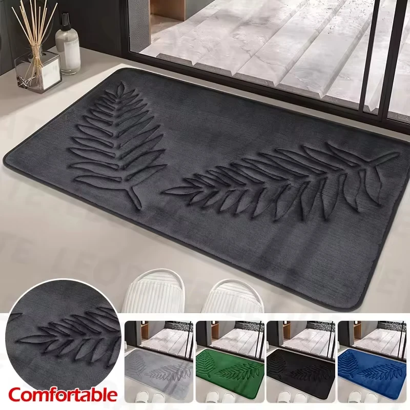 1PC Memory Foam Bath Mat Anti-slip Door Mat Extra Soft Non-Slip Quick Dry Comfortable Absorbent Toilet Mat Bathroom Rug For Home