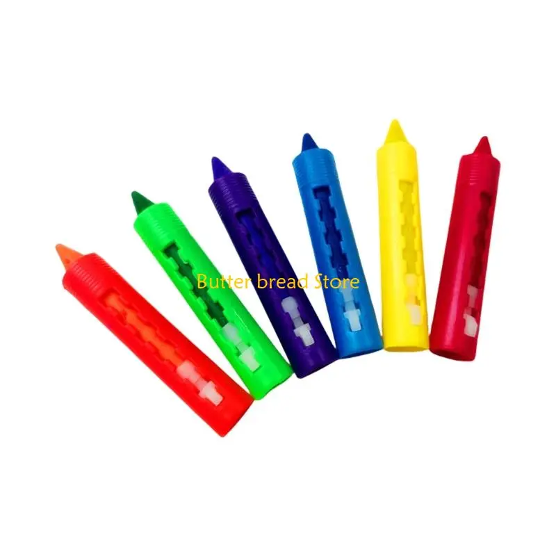 W89C 6 Color Washable Bath Crayon Pen For Kids Colorful Crayon with Pen Holder for Toddler Art Drawing Coloring Doodling