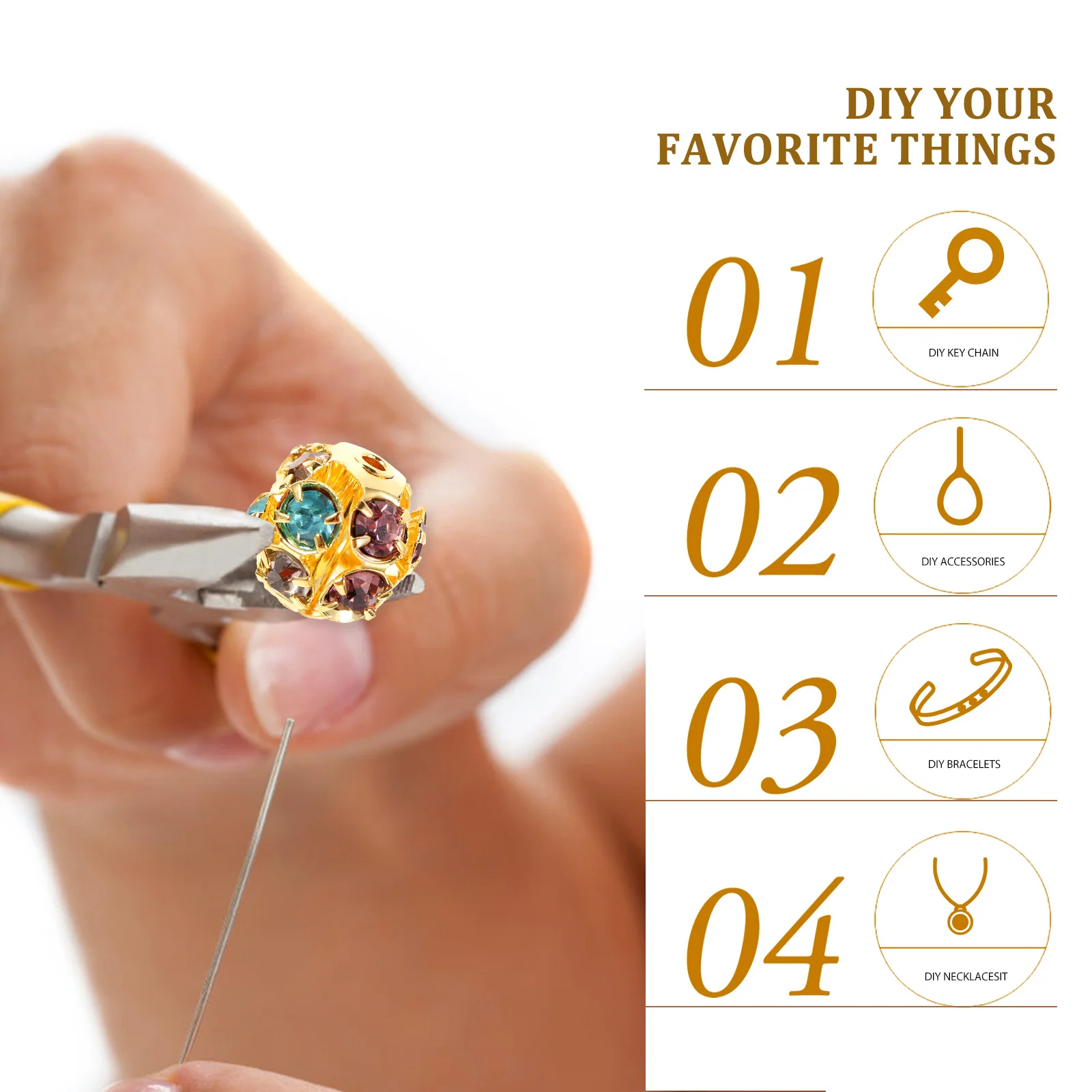 

Jeweled Beads Diamond Ball Bracelet Garland Round Spacer Scattered Copper Decorative