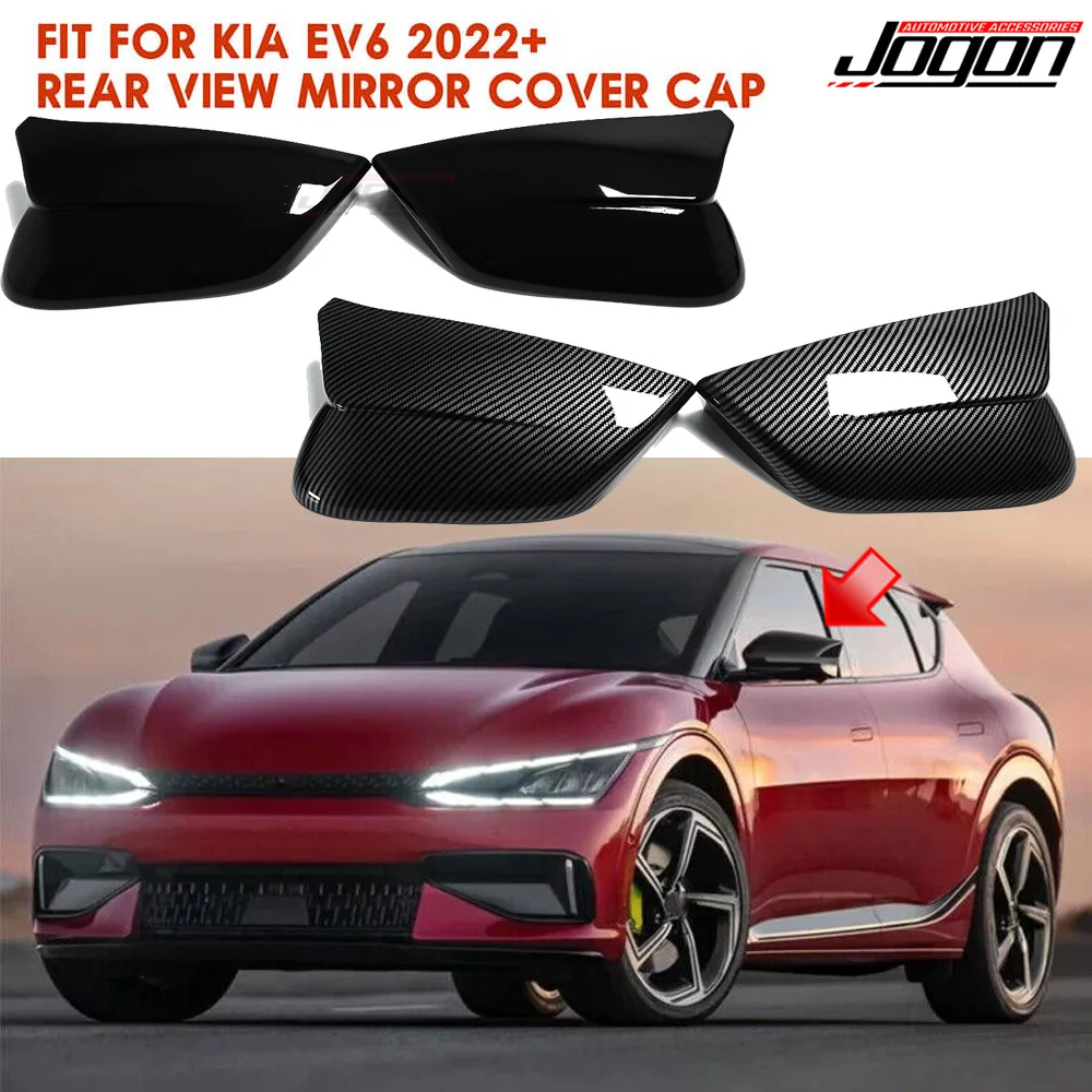 2PCS For Kia EV6 2022-2023 GT Line Gloss Black Side Rear View Mirror Cover Trim Car Exterior Accessories