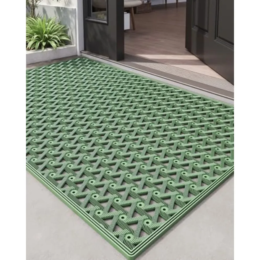 

Front Door Mat Outside Entrance Rubber 32x48, Welcome Floor Doormat Heavy Duty Non Slip, Dirt Trapper Waterproof Exterior Entry