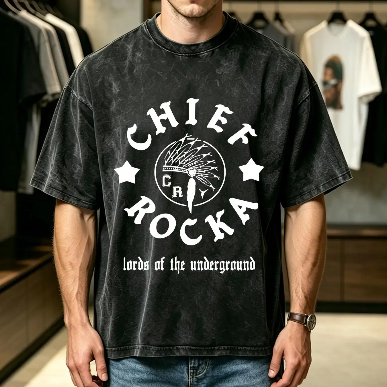 washed T Shirt Lords of the underground Chief Rocka Hip Hop Rap New York 80s XS 2XL long or short sleeves vintage Washed homme