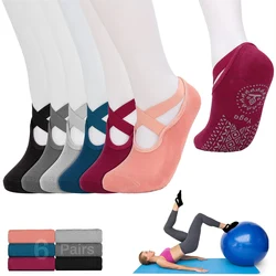 6 Pairs Women Yoga Socks Non-slip Breathable Pilates Sports Sock Ladies Cotton Fitness Dance Ballet Indoor Floor Socks