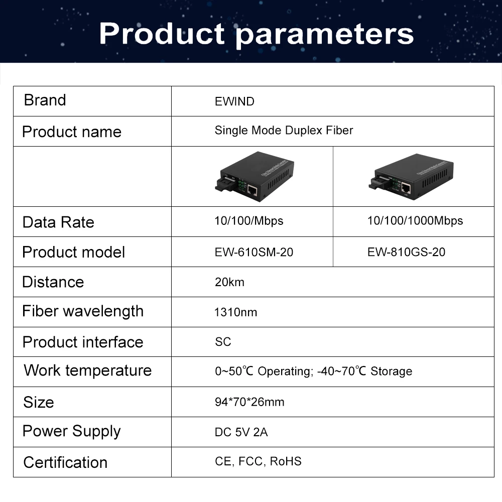 Gigabit Fiber Optical Media Converter Switch, Single Mode,Dual Fiber,UPC,APC,SC-Port to RJ45,Transceiver Kit,100 M,1000M