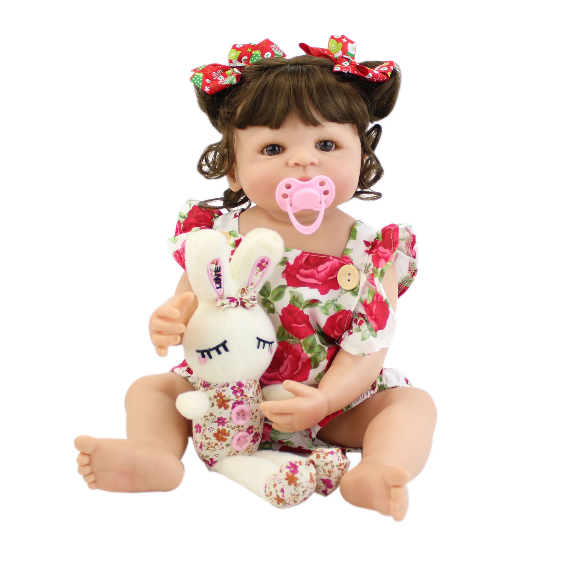 

55cm Full Silicone Body Reborn Baby Doll Toy For Girl Vinyl Newborn Princess Babies Bebe Bathe Accompanying Toy Birthday Gift