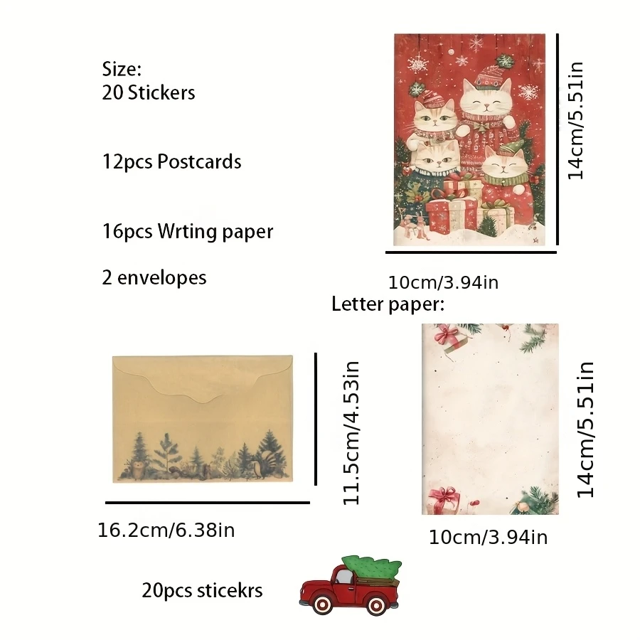 12 بطاقة + 12 ورق حروف + 2 ظرف + 20 ملصقًا مانع للتسرب مجموعة بطاقات بريدية، للحرف اليدوية، وديكور الألبوم، ومستلزمات القصاصات #2