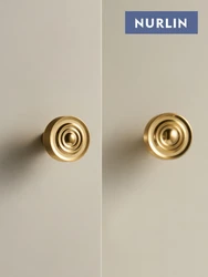 Nurlin Solid Brass French Luxury Bright Gold Chromium Furniture Cabinets Wardrobes Drawers Cabinet Doors Knobs Handle