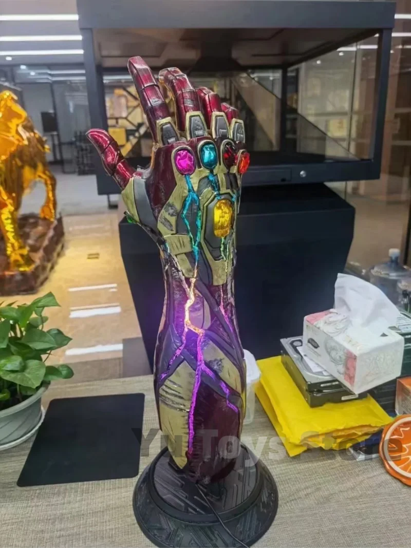 60cm Mk85 Marvel Iron Man Nano Infinity Glovestatue Luminous Model Action Figures Gk Decor Infinity Gauntlet Birthday Gifts Toy