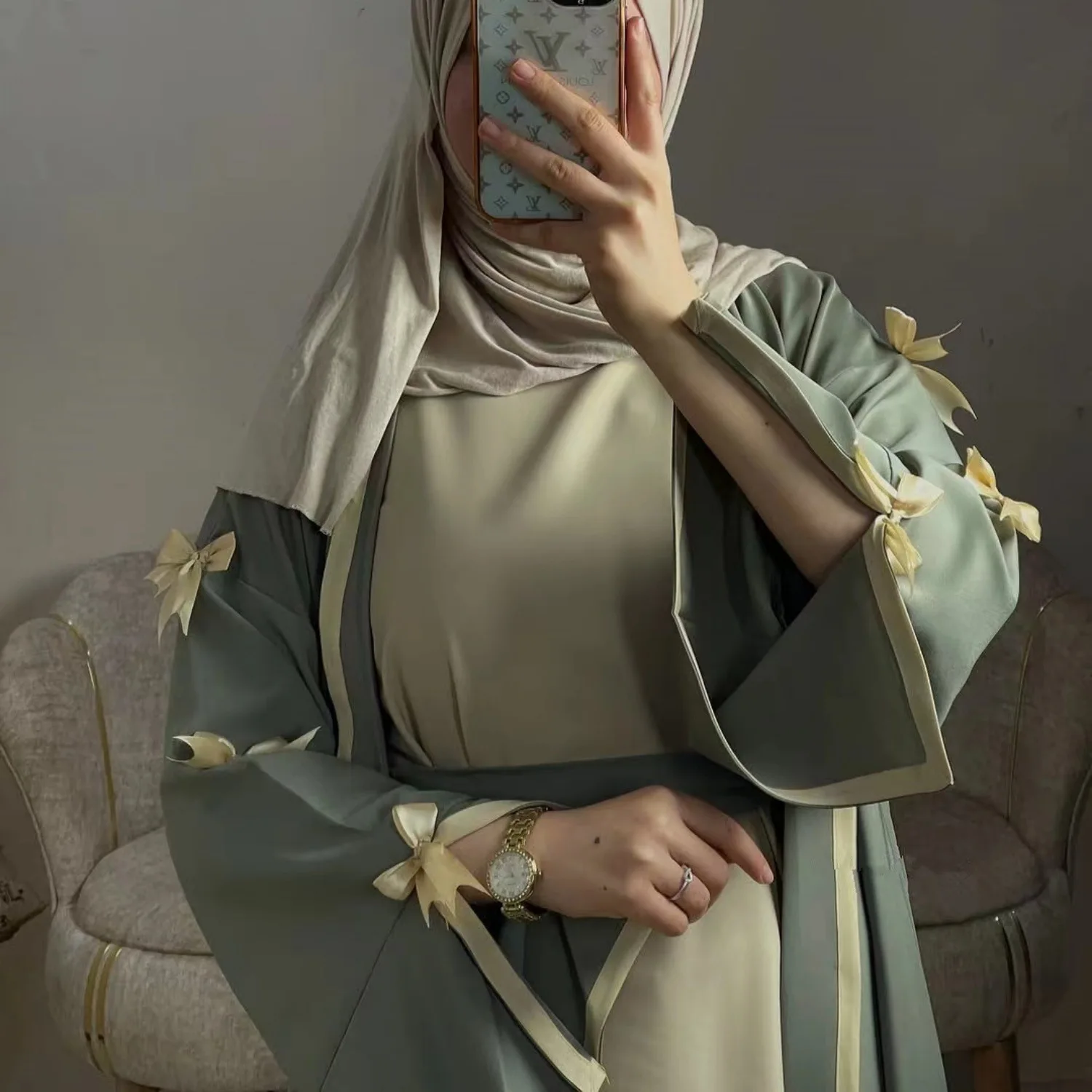 

Eid Abaya Muslim Bow Women Open Dresses Jalabiya Vestidos Largos Split Sleeve Ramadan Morocco Dubai Long Robe Party Kaftan 2025