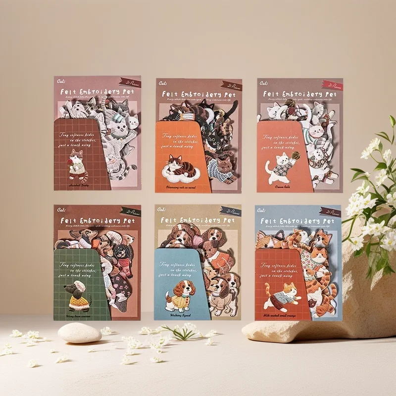 1Pack/2Pack Keao Animal Kingdom Series Frameless Design 6 Designs Scrapbook Creative Flochy Textured Pet Stickers Collection