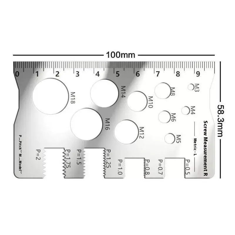 Screw Thread Pitch Gauge Ruler Measuring Tool Bolt Cutting Angle Model Measuring