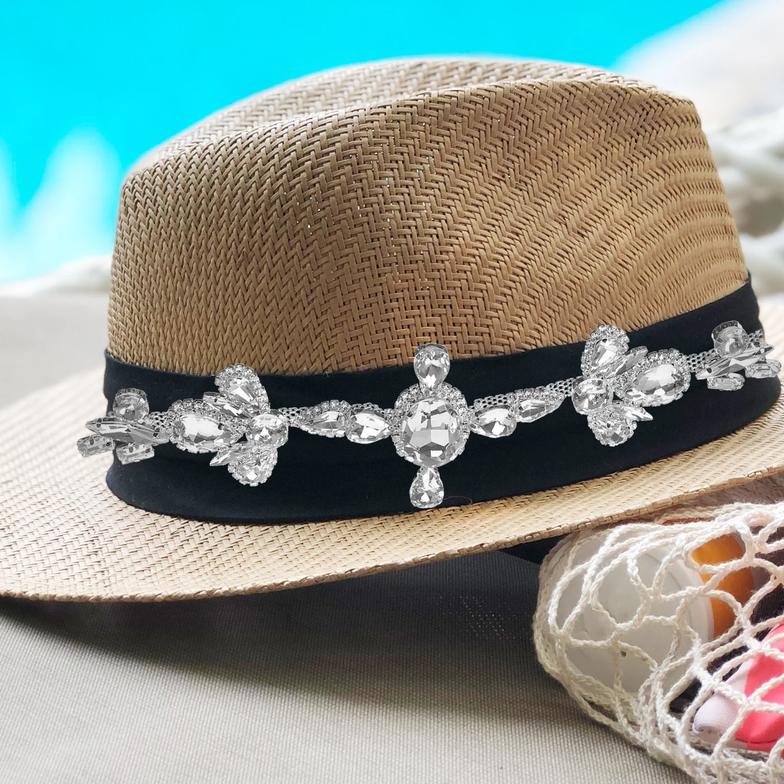 

Rhinestone Flower Chain Decor Alloy Crystal Clothing Accessories Sewing Applique Patches For Shoes Handbag Garment Craft Diy