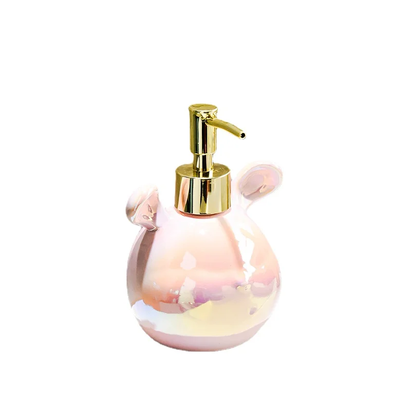 Stylish Ceramic Hand Soap Dispenser, Cartoon Design, Bathroom Accessory, Luxurious Screw Seal Shampoo Bottle for Modern Homes