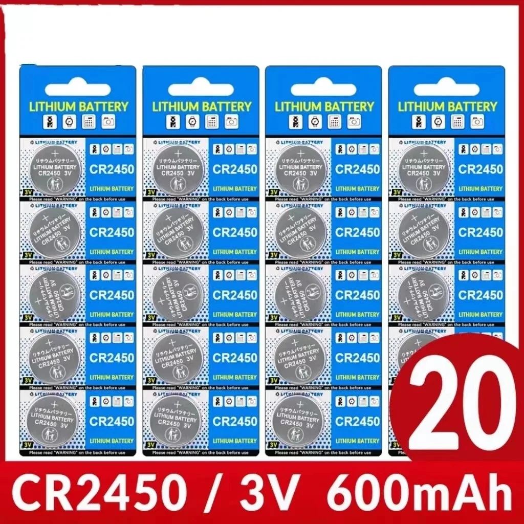 20Pcs CR2025 3V Lithium Button Battery Equivalent BR2025 LM2025 2016 2450 1632 5 Years Shelf Life Mercury Free For Auto Key Watch Electronic Devices Free Shipping