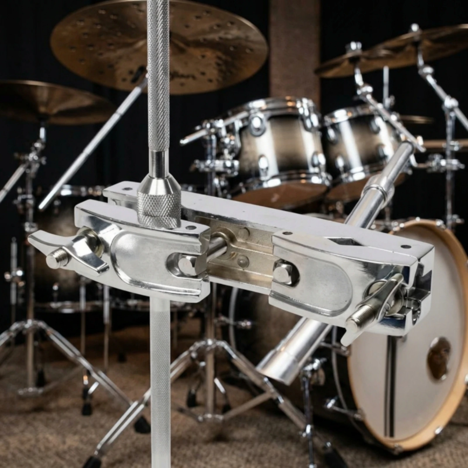 Drum Hardware Extension Clamp Chrome Clamp with Mounting Rod Extension Arm Metal Instrument Accessory Versatile for Drummers