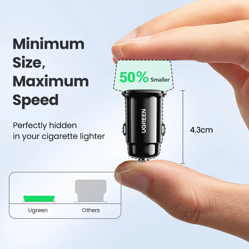 【NEW-IN】UGREEN USB Car Charger 30W Quick Charge 4.0 QC4.0 QC3.0 PD Type C Fast Car USB Charger For iPhone 15 Xiaomi Mobile Phone