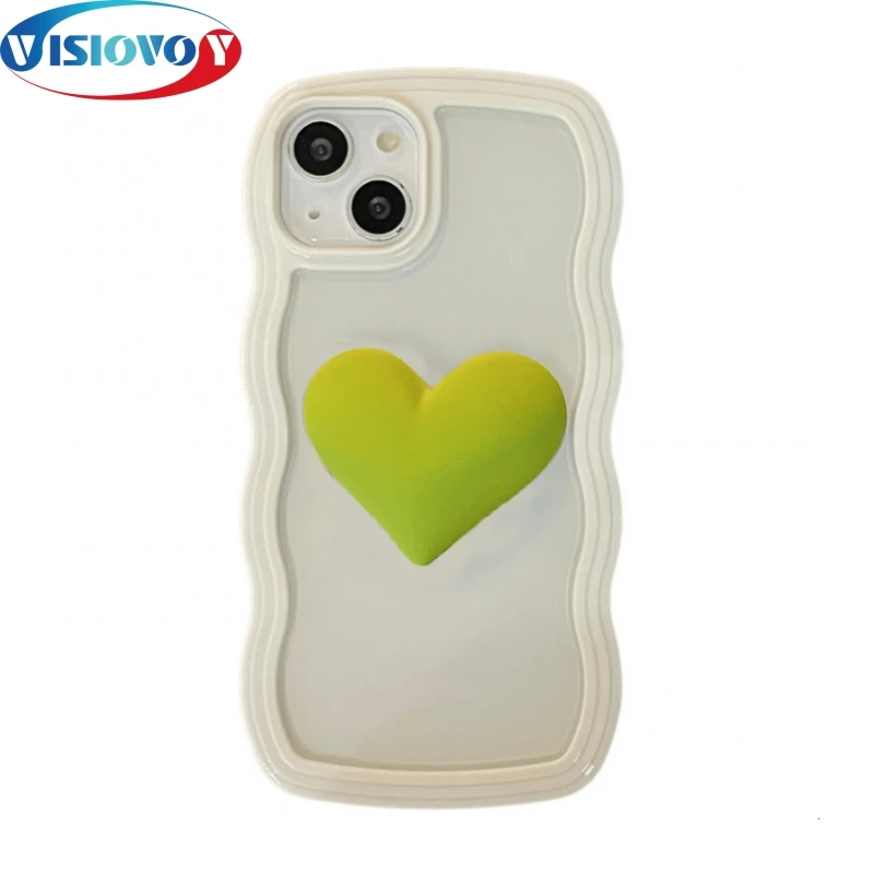 Candy Colored Heart-shaped Pillar Phone Case for Iphone 15 14 13 Pro Max Minimalist Wave Edge Phone Covers for Back Cases Fundas