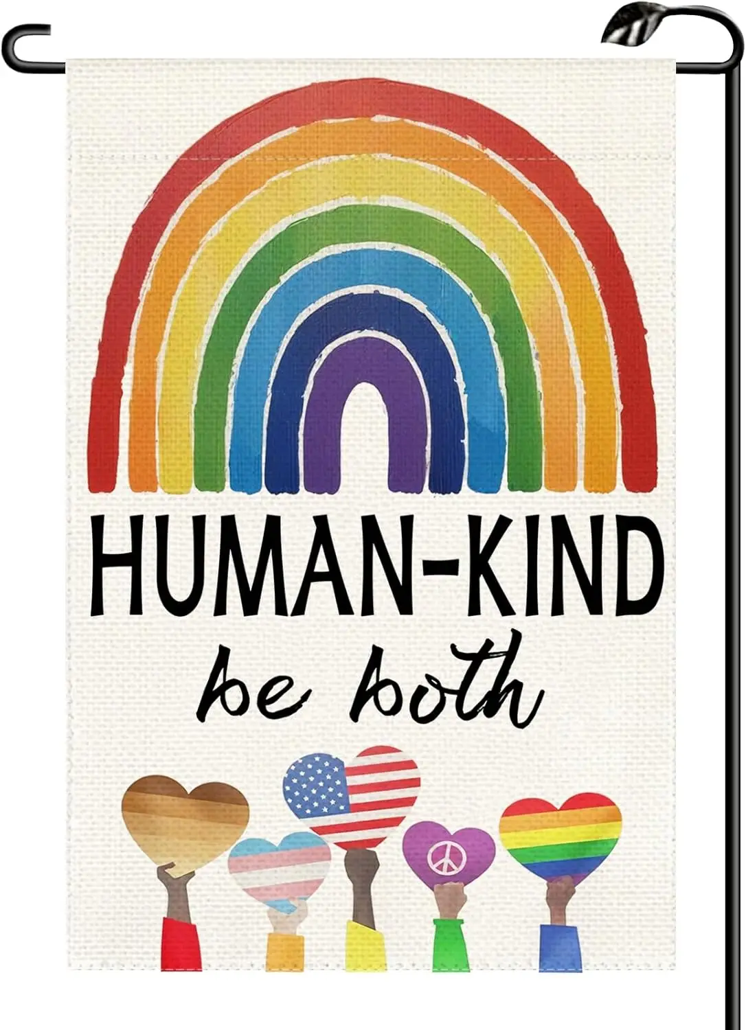 Human Kind Be Both Garden Flag 12x18 Inch Vertical Double Sided Pride Month Peace Be Kind Welcome Small Flags Farmhouse Outs SSL