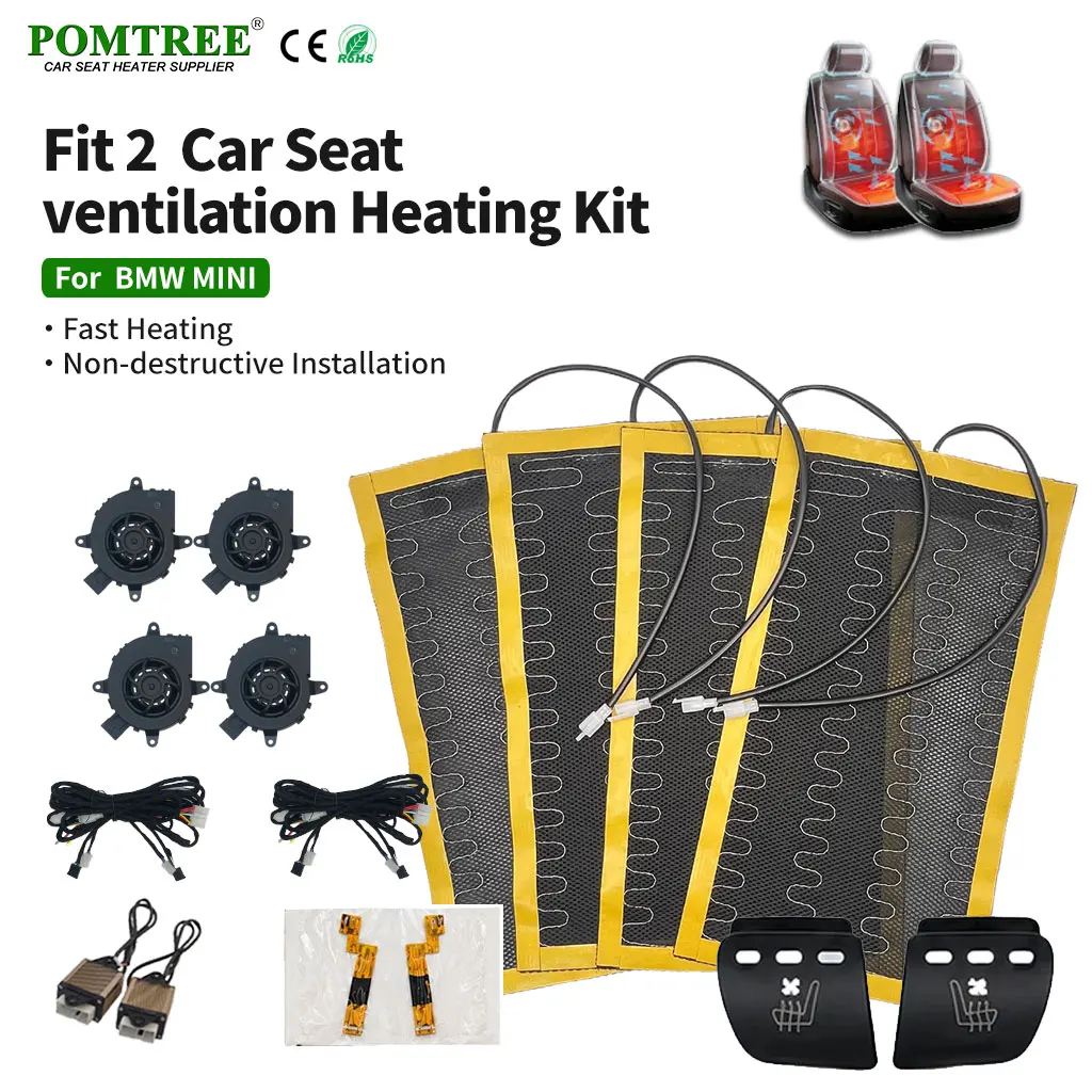 For BMW Mini Car Seat Vent Heat Pad Built-in 2 Seats Alloy Wire Heating Non-Destructive Install Full Wiring Harness Kit modify