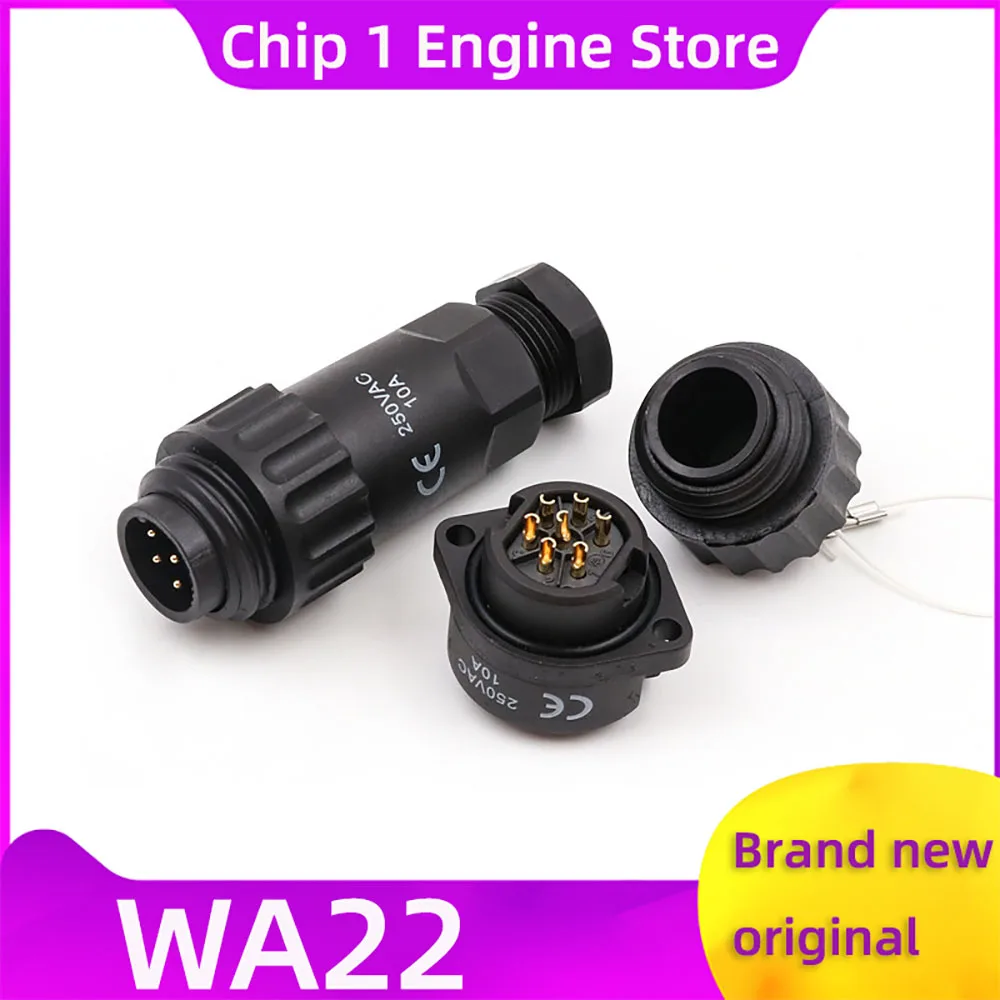 conector-de-aviacao-a-prova-d'Agua-weipu-wa22-4-pinos-7-pinos-com-cabo-de-7-vias-fixado-por-parafuso-e-soquete-fixo-em-formato-de-diamante-ip67