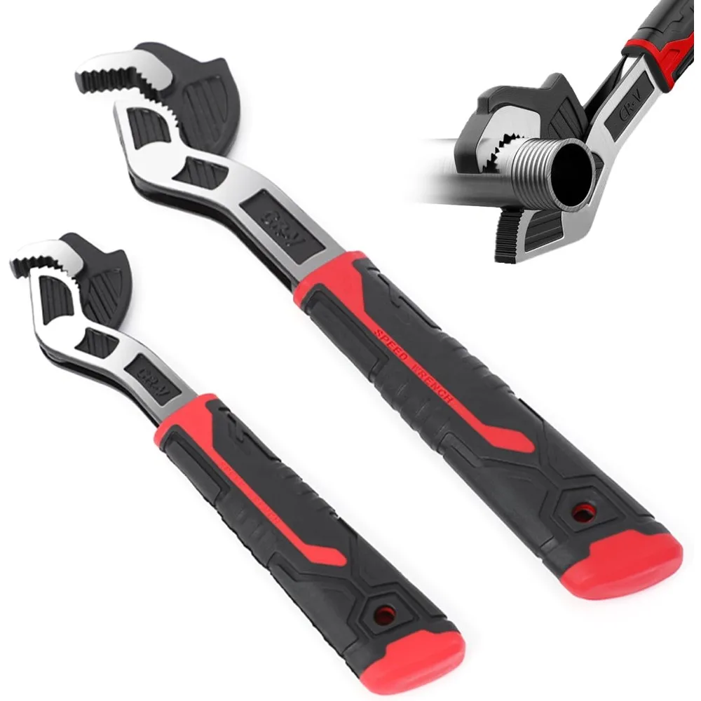 

8" 10" 2PCS Multifunctional Adjustable Wrench, Automatic Size Adjustment Self-locking Wrench, 15-35mm Spring QuickWrench, Suitable for Pipeline Maintenance, Can Replace RatchetWrench, Pipe Clamp, etc.