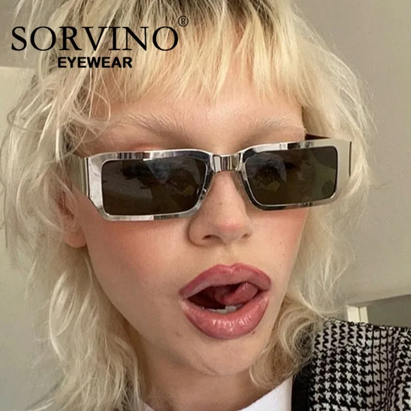 SORVINO Vintage Rectangle Metal Frame Sun Glasses Women Brand Design 90S Luxury Fashion Sunglasses Y2K Style Steampunk Eyewear